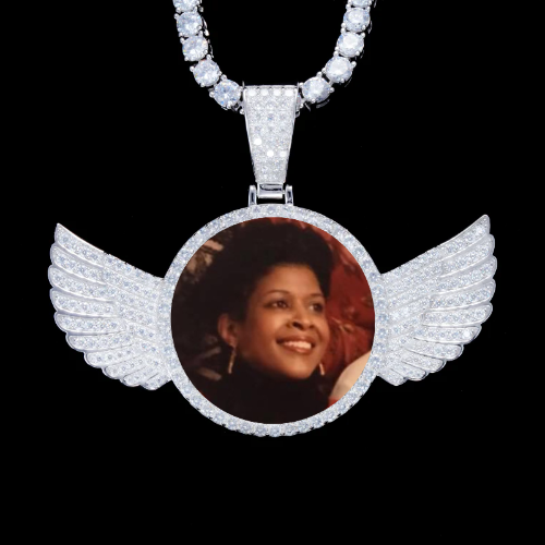 925S & VVS Moissanite 3D Wing Custom Picture Pendant