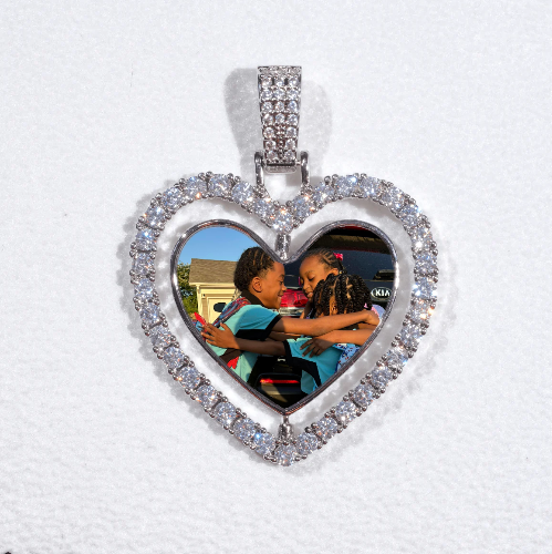 3D Spinning 2-Faced Heart Custom Picture Pendant