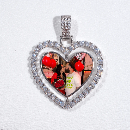 3D Spinning 2-Faced Heart Custom Picture Pendant