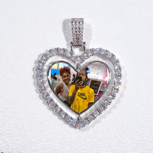 3D Spinning 2-Faced Heart Custom Picture Pendant