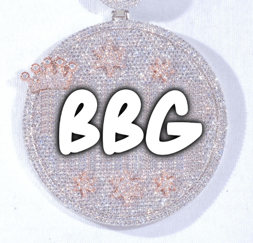 CUSTOM LETTER NECKLACE 3D BIG CROWN DISC