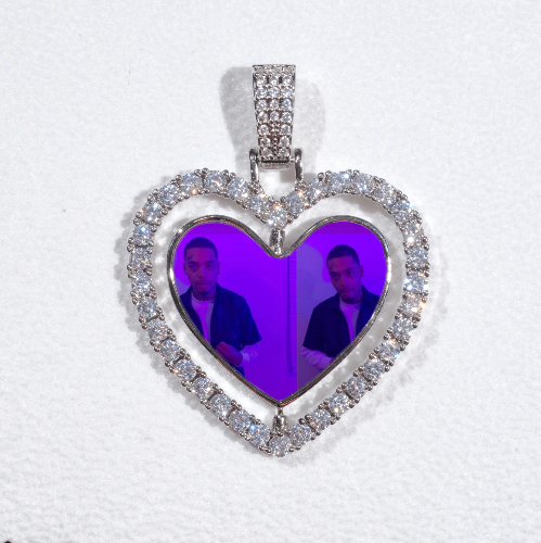 3D Spinning 2-Faced Heart Custom Picture Pendant