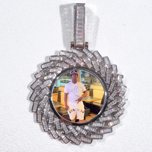 Large 3D Baguette Custom Picture Pendant