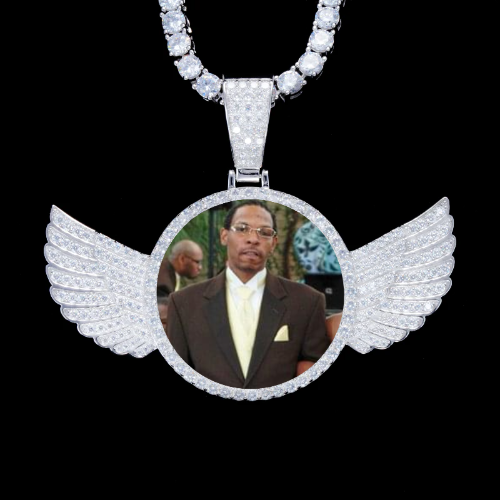 925S & VVS Moissanite 3D Wing Custom Picture Pendant