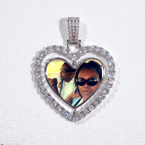 3D Spinning 2-Faced Heart Custom Picture Pendant