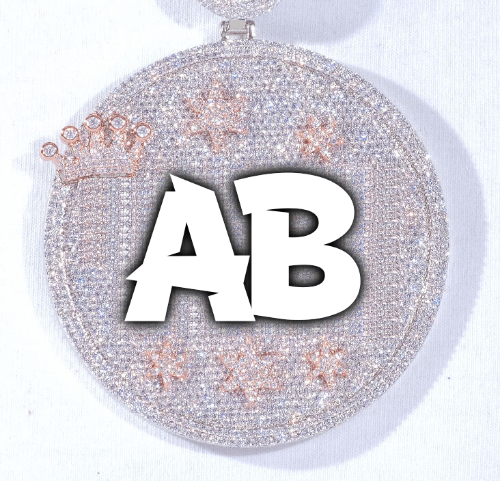 CUSTOM LETTER NECKLACE 3D BIG CROWN DISC