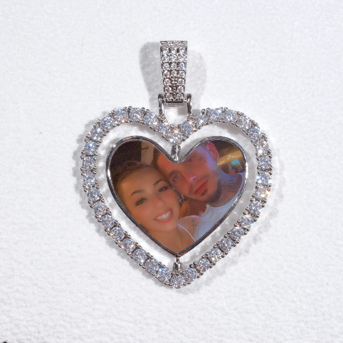 3D Spinning 2-Faced Heart Custom Picture Pendant