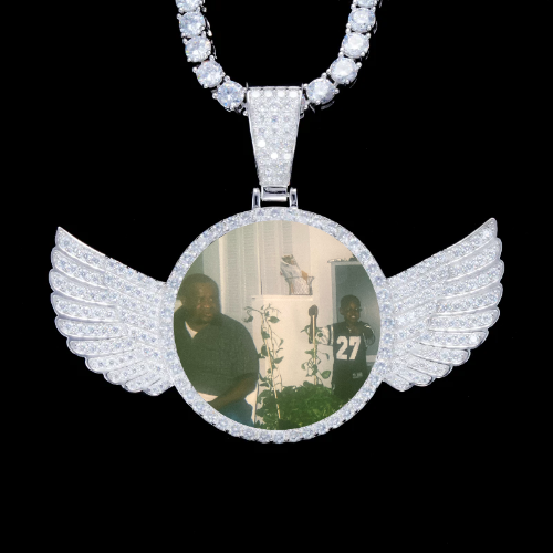 925S & VVS Moissanite 3D Wing Custom Picture Pendant