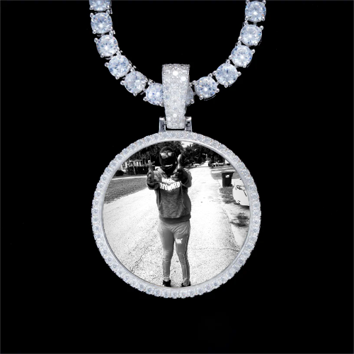 925S & VVS Moissanite 3D Circle Custom Picture Pendant