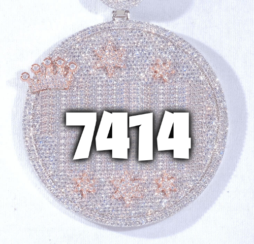 CUSTOM LETTER NECKLACE 3D BIG CROWN DISC