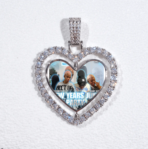 3D Spinning 2-Faced Heart Custom Picture Pendant