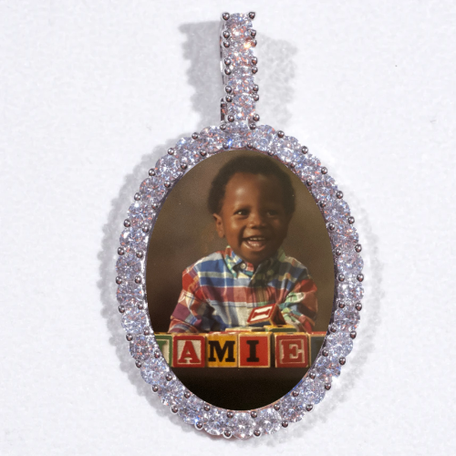 Large 3D Oval Custom Picture Pendant