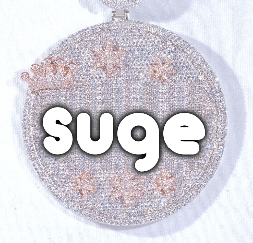 CUSTOM LETTER NECKLACE 3D BIG CROWN DISC