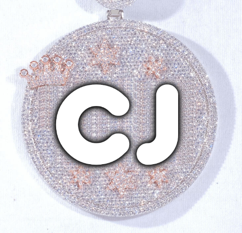 CUSTOM LETTER NECKLACE 3D BIG CROWN DISC