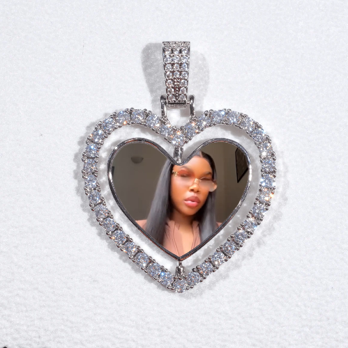 3D Spinning 2-Faced Heart Custom Picture Pendant