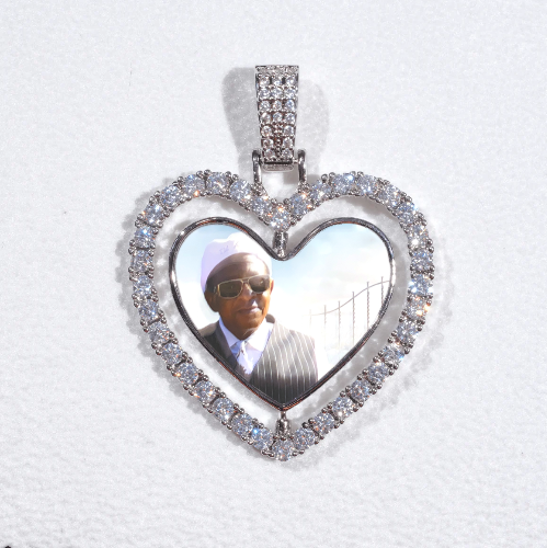 3D Spinning 2-Faced Heart Custom Picture Pendant