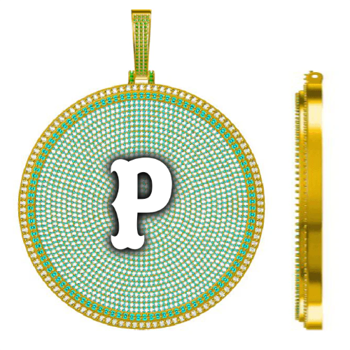 CUSTOM LETTER NECKLACE 3D BIG DISC