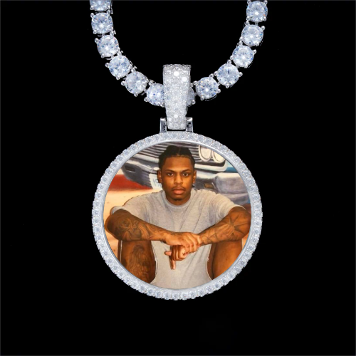 925S & VVS Moissanite 3D Circle Custom Picture Pendant