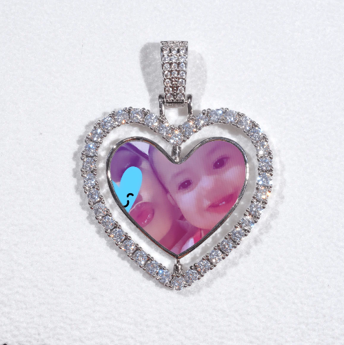 3D Spinning 2-Faced Heart Custom Picture Pendant