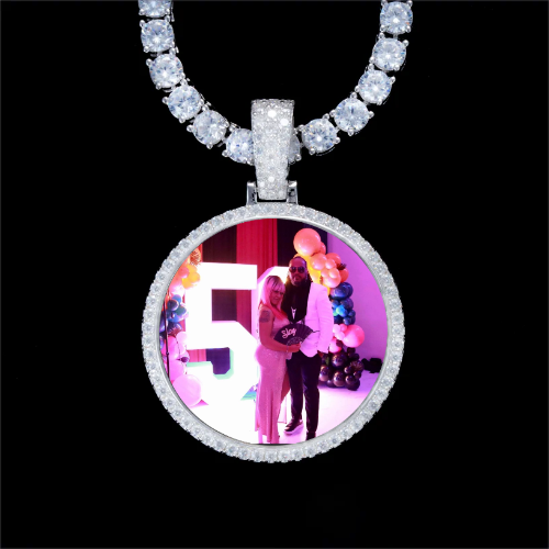 925S & VVS Moissanite 3D Circle Custom Picture Pendant
