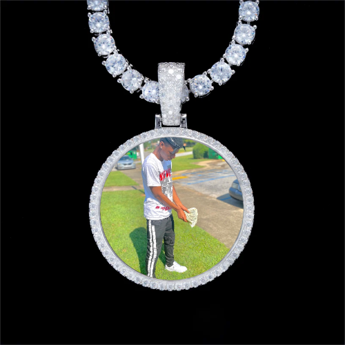 925S & VVS Moissanite 3D Circle Custom Picture Pendant