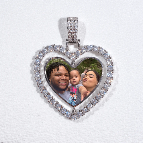 3D Spinning 2-Faced Heart Custom Picture Pendant