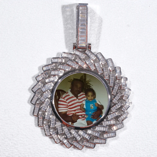 Large 3D Baguette Custom Picture Pendant