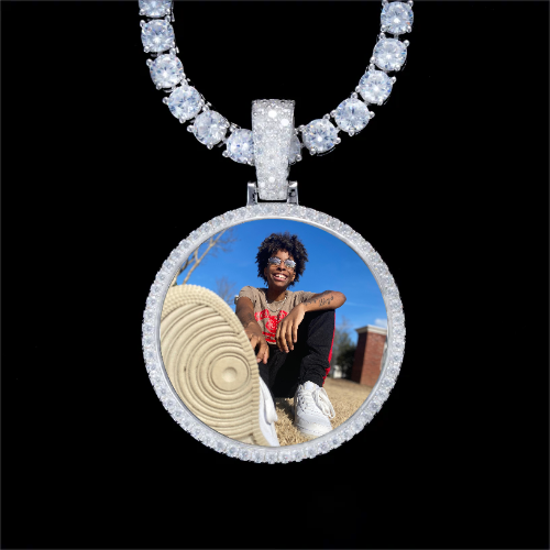 925S & VVS Moissanite 3D Circle Custom Picture Pendant