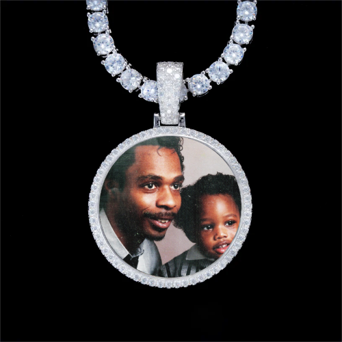 925S & VVS Moissanite 3D Circle Custom Picture Pendant