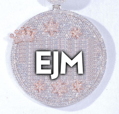 CUSTOM LETTER NECKLACE 3D BIG CROWN DISC