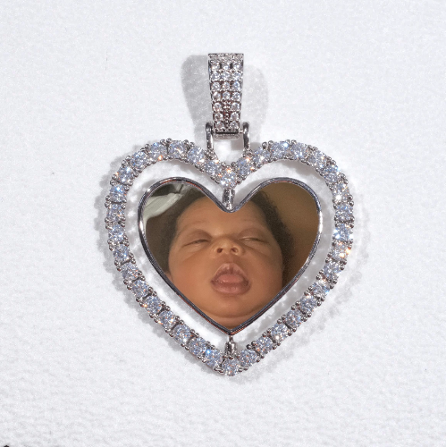 3D Spinning 2-Faced Heart Custom Picture Pendant