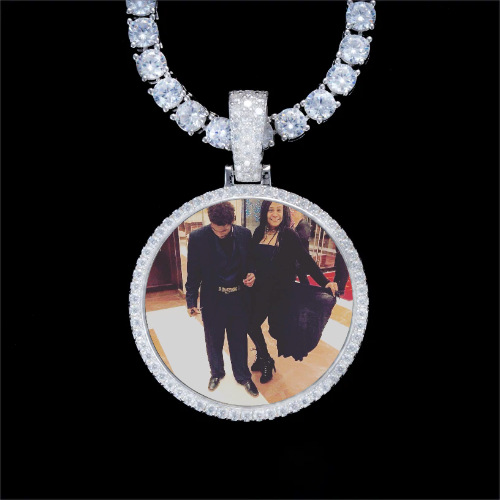 925S & VVS Moissanite 3D Circle Custom Picture Pendant
