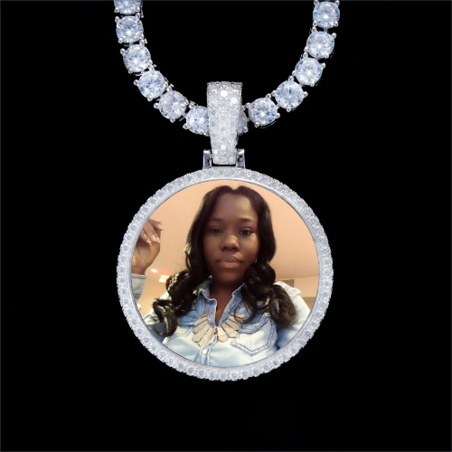 925S & VVS Moissanite 3D Circle Custom Picture Pendant