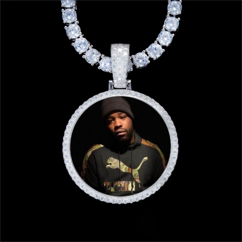 925S & VVS Moissanite 3D Circle Custom Picture Pendant