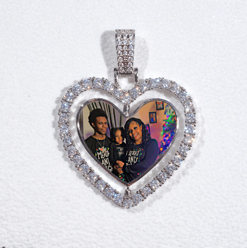 3D Spinning 2-Faced Heart Custom Picture Pendant