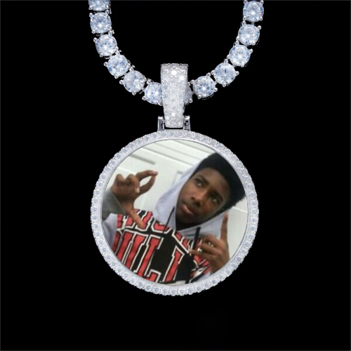 925S & VVS Moissanite 3D Circle Custom Picture Pendant