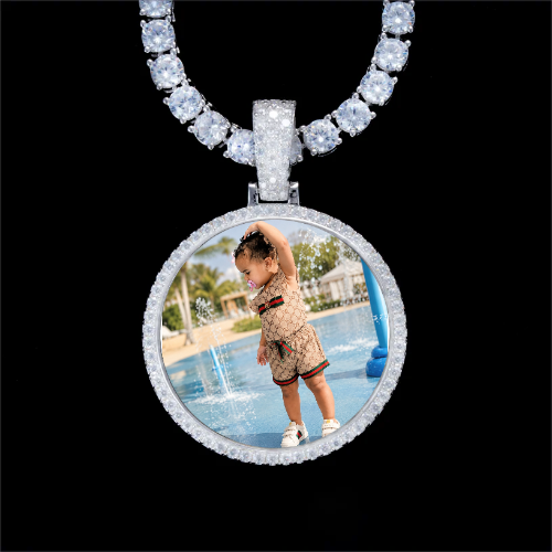 925S & VVS Moissanite 3D Circle Custom Picture Pendant