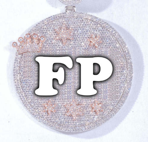 CUSTOM LETTER NECKLACE 3D BIG CROWN DISC