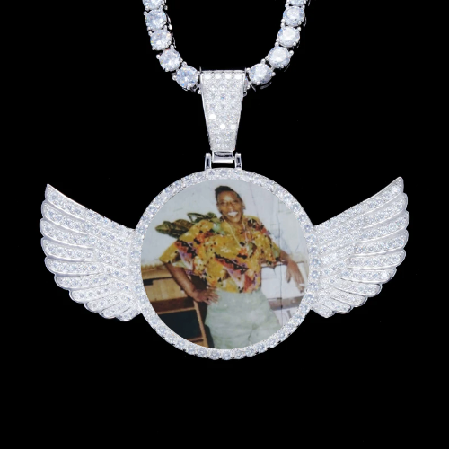 925S & VVS Moissanite 3D Wing Custom Picture Pendant