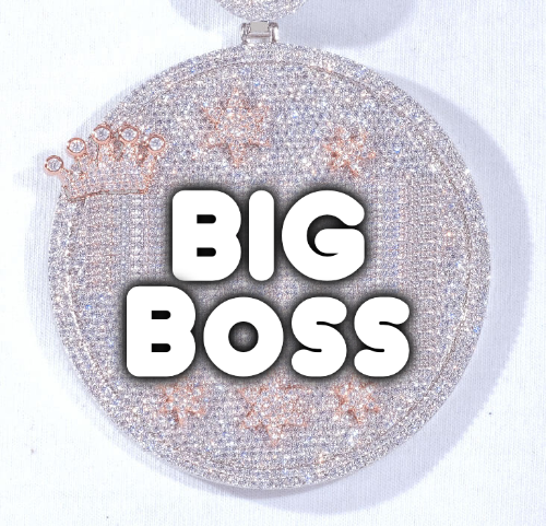CUSTOM LETTER NECKLACE 3D BIG CROWN DISC