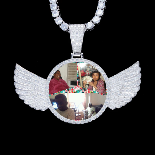 925S & VVS Moissanite 3D Wing Custom Picture Pendant