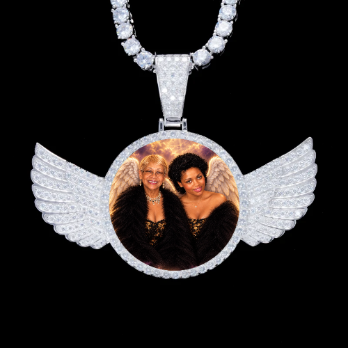 925S & VVS Moissanite 3D Wing Custom Picture Pendant