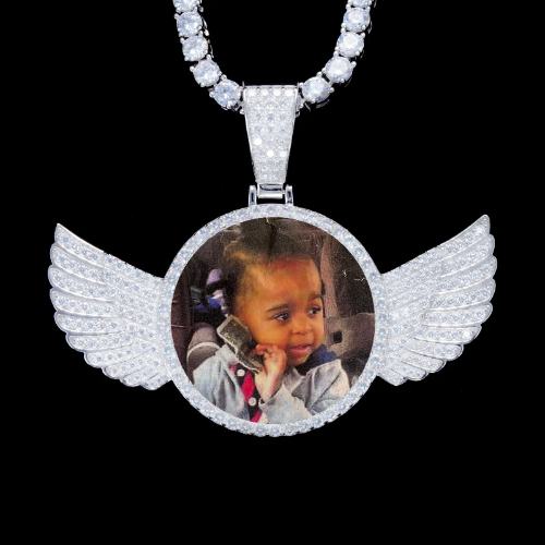925S & VVS Moissanite 3D Wing Custom Picture Pendant