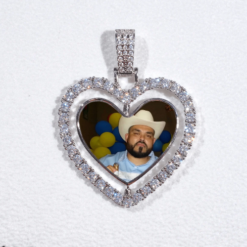 3D Spinning 2-Faced Heart Custom Picture Pendant