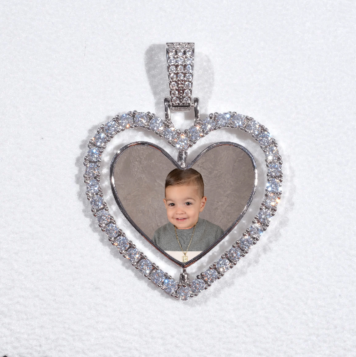 3D Spinning 2-Faced Heart Custom Picture Pendant