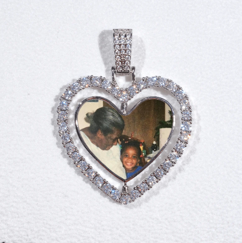 3D Spinning 2-Faced Heart Custom Picture Pendant