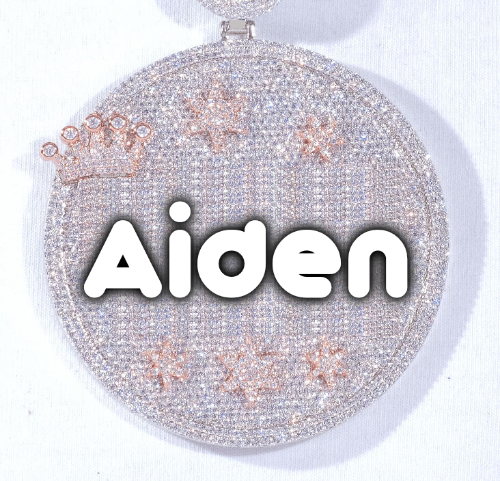 CUSTOM LETTER NECKLACE 3D BIG CROWN DISC