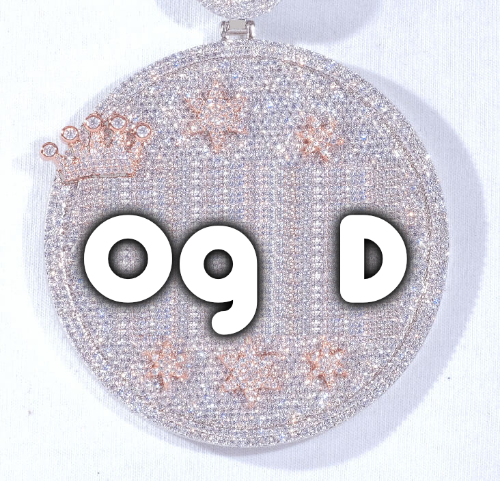 CUSTOM LETTER NECKLACE 3D BIG CROWN DISC