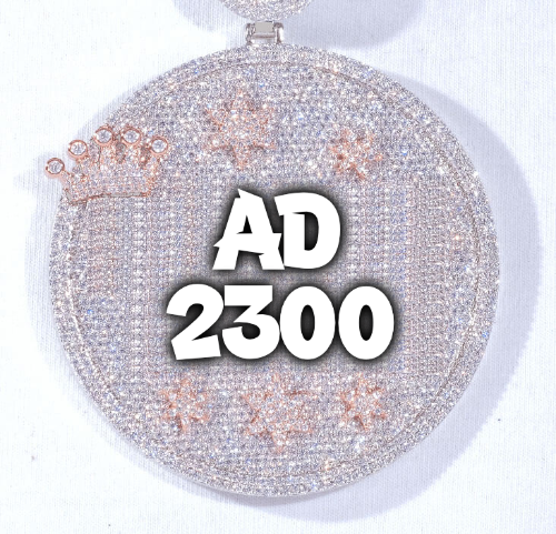 CUSTOM LETTER NECKLACE 3D BIG CROWN DISC