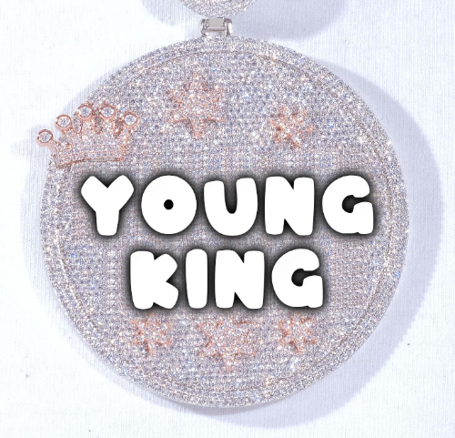 CUSTOM LETTER NECKLACE 3D BIG CROWN DISC